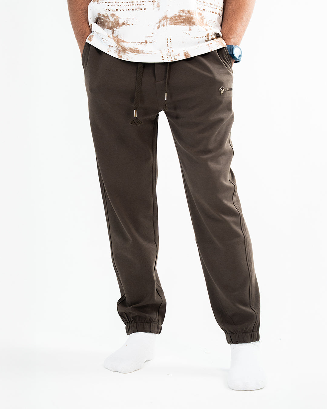 MEN’S BROWN JOGGER PANTS WITH DRAWSTRING WAIST