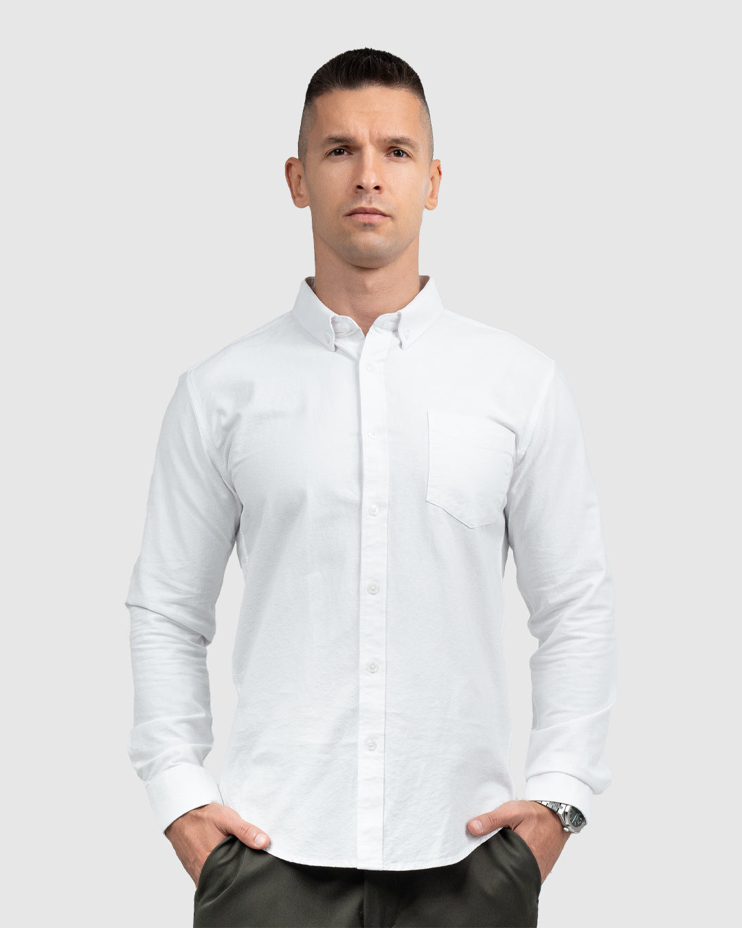 Men’s White Oxford Button-Down Shirt