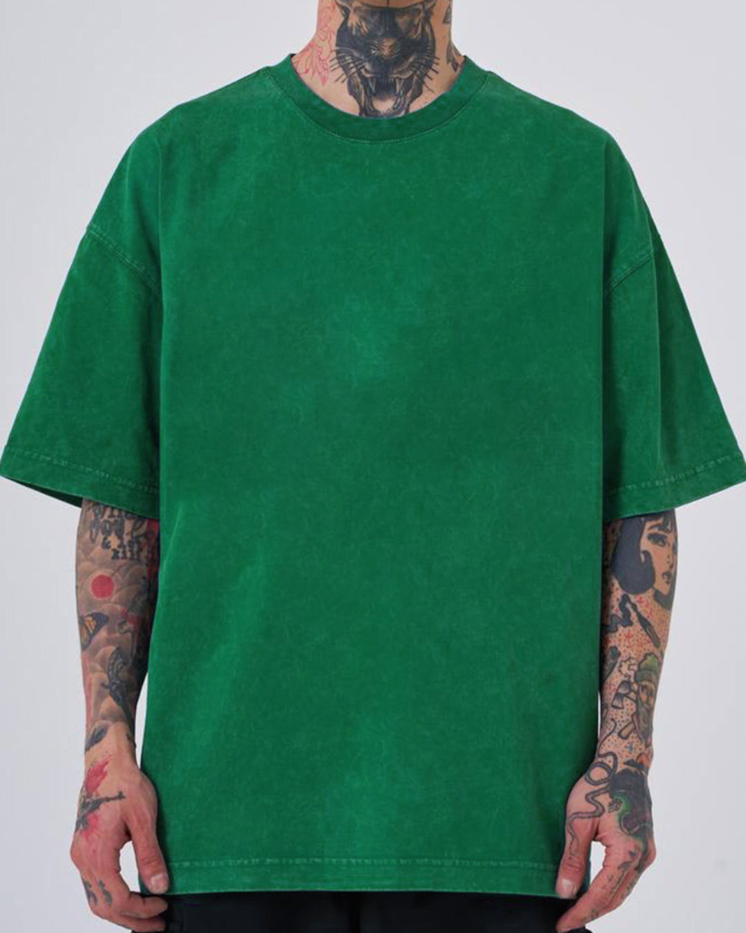 OVERSIZE ACID WASH T-SHIRT - GREEN