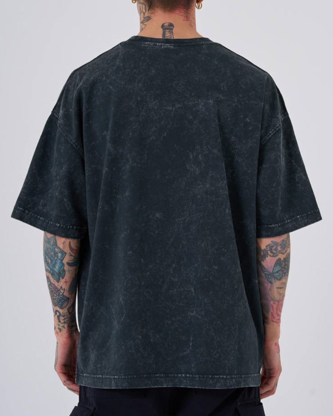 OVERSIZE ACID WASH T-SHIRT - BLACK
