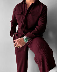 Double Pocket Shirt & Trouser Set - Maroon