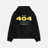 ERROR 404 DROP SHOULDER HOODIE - BLACK