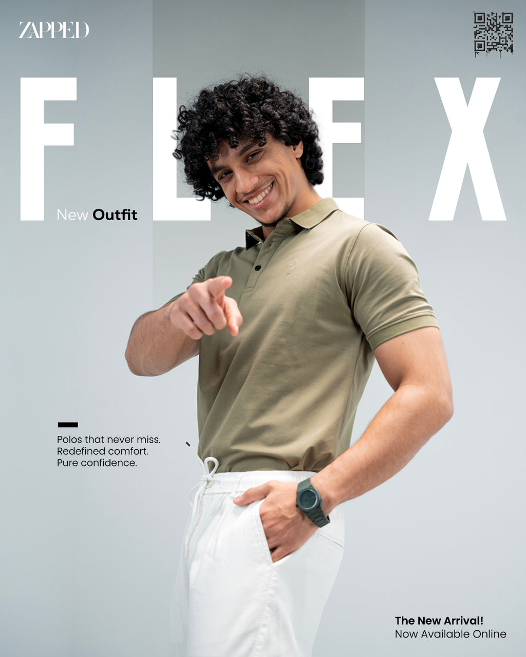 a men wear green polo tshirt with drawsting white pant.