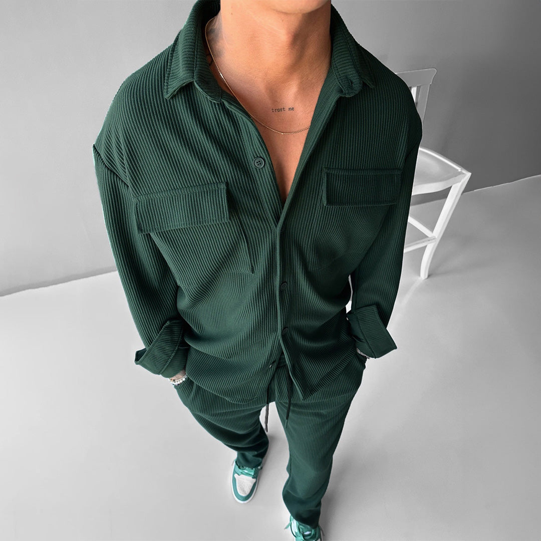 Double Pocket Shirt & Trouser Set - Green