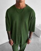 OVERSIZE RIBBED T-SHIRT - ARMY GREEN