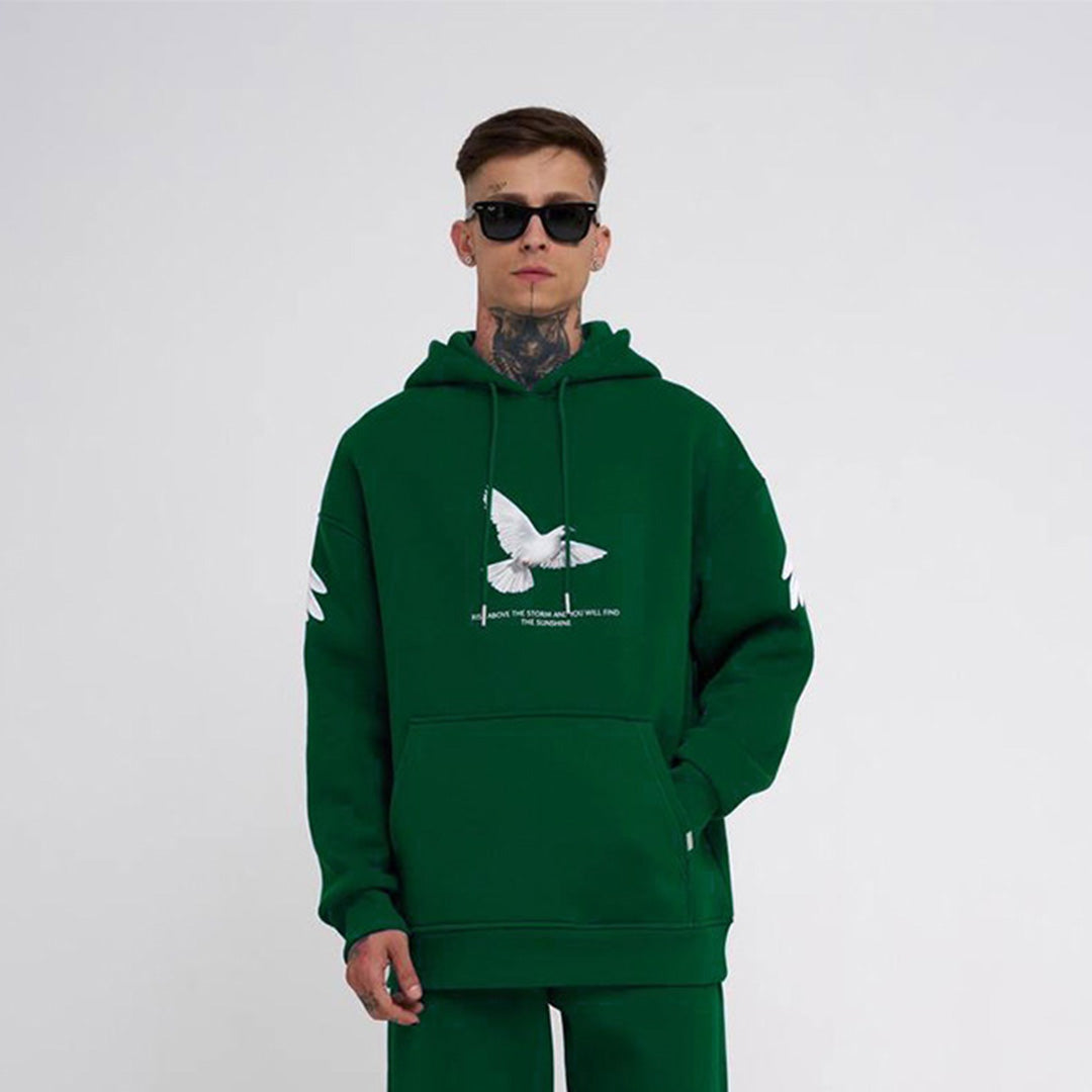 Oversize Rise Above Hoodie - Green