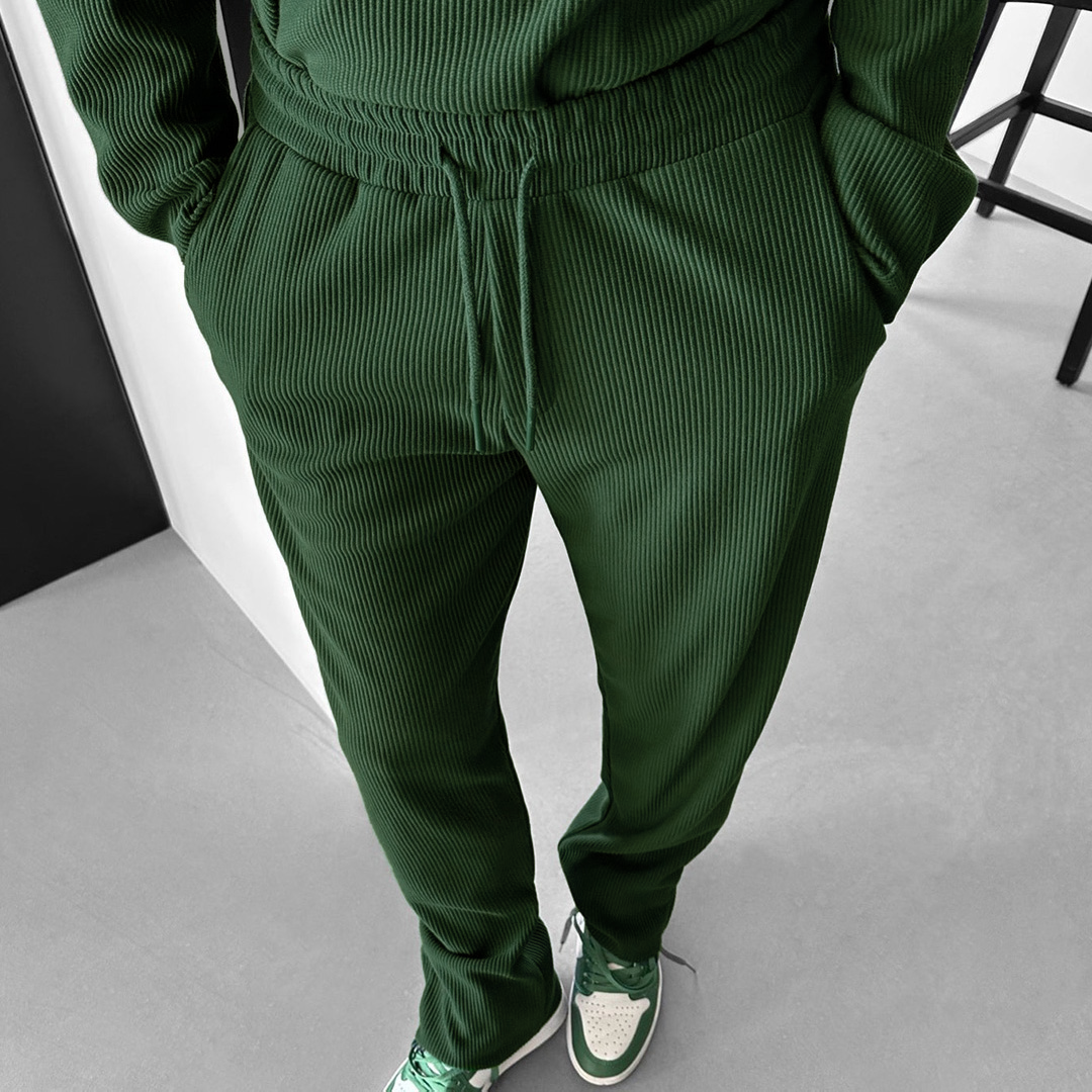LOOSE FIT RIBBED TROUSER - RAIN FOREST