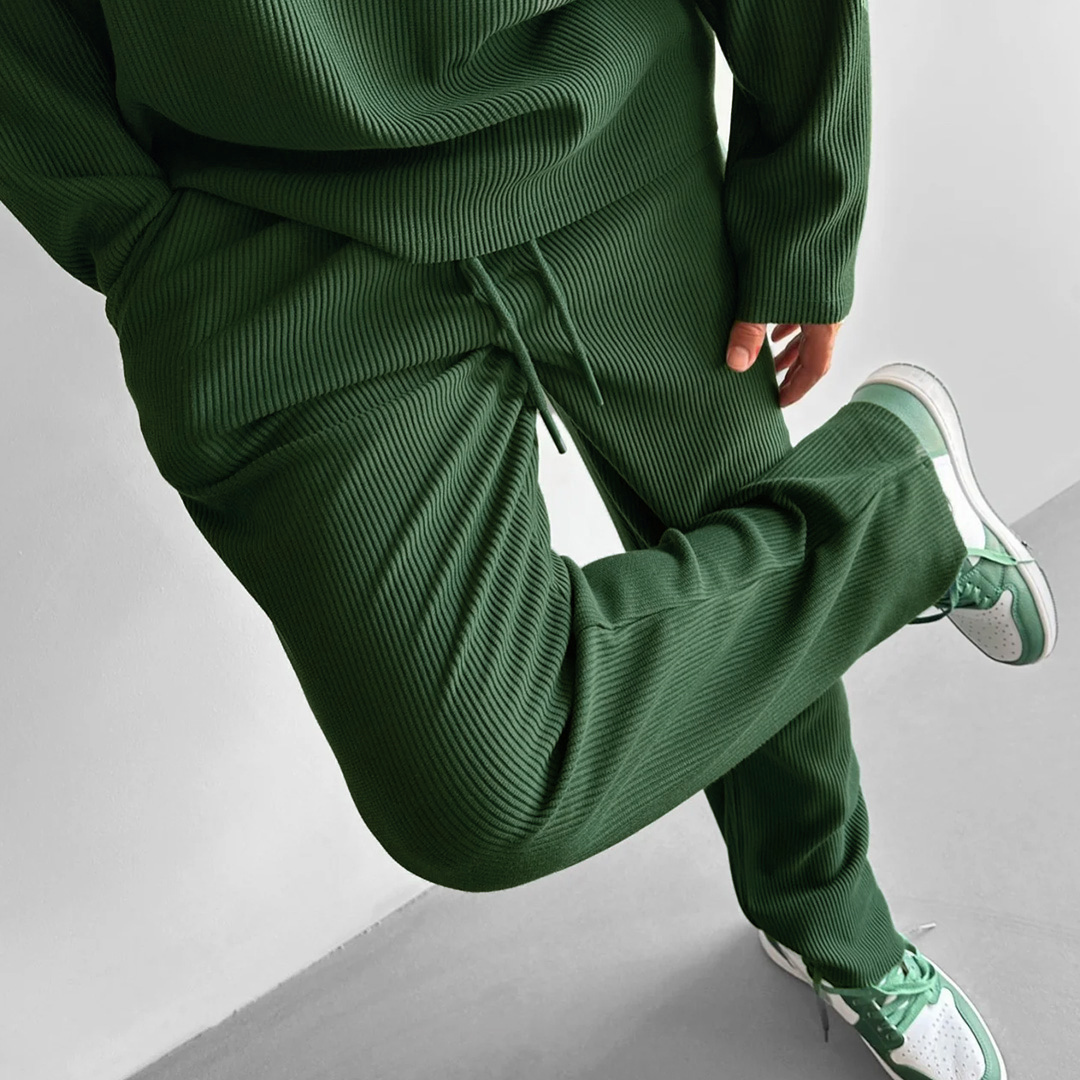 LOOSE FIT RIBBED TROUSER - RAIN FOREST