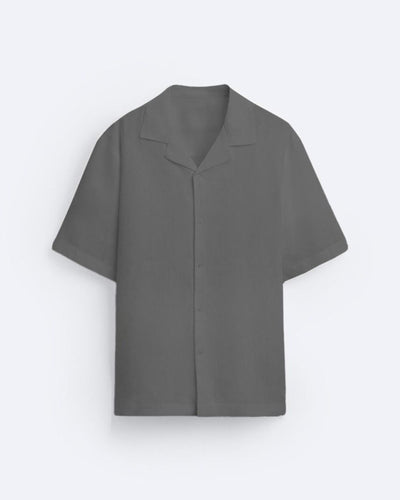 CLASSIC BOWLING LINEN SHIRT - GRAY