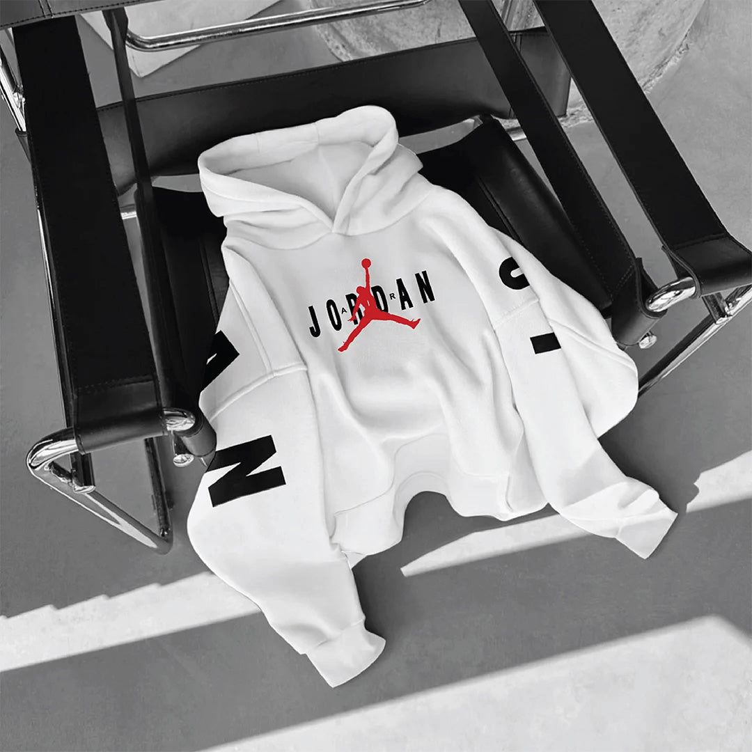 BASKETBALL HOODIE - WHITE & RED