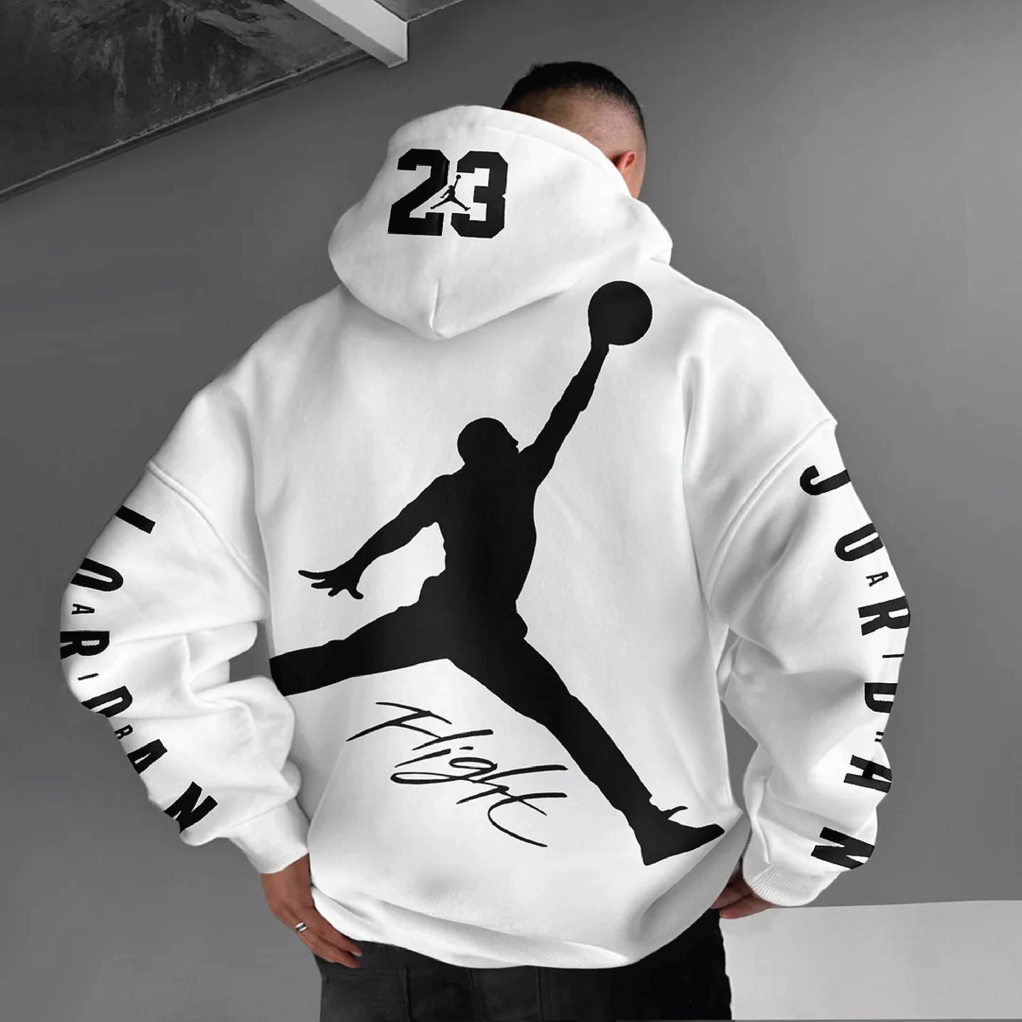 BASKETBALL HOODIE - WHITE & BLACK