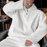 Oversize Full Sleeve HoodieShirt & Trouser Set - White