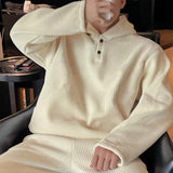 Oversize Full Sleeve HoodieShirt & Trouser Set - Beige