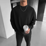 Oversized Full Sleeve O Neck T-Shirt & Trouser Set - Black