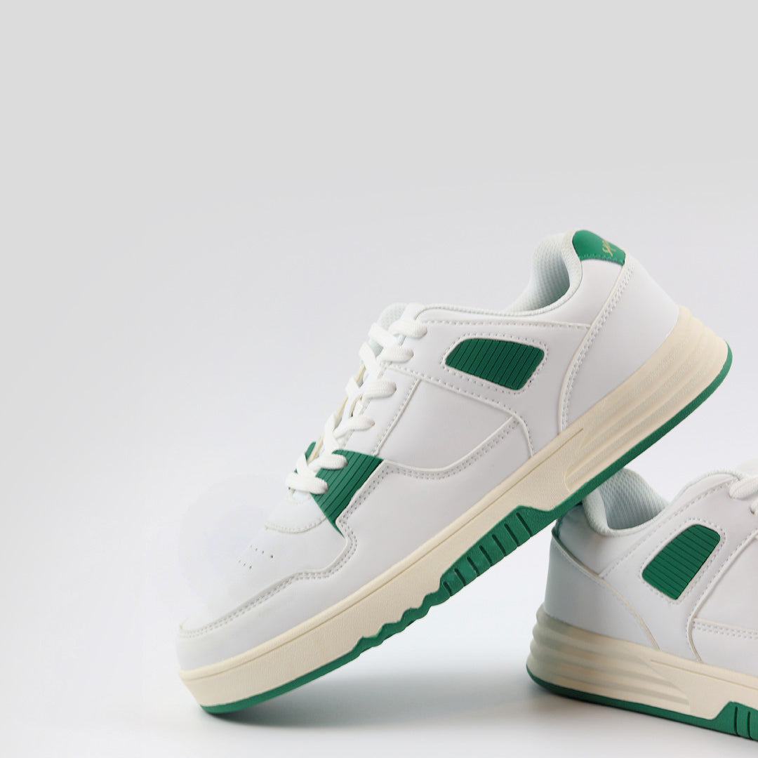 Color Block Trainer Shoes For Men - White Green