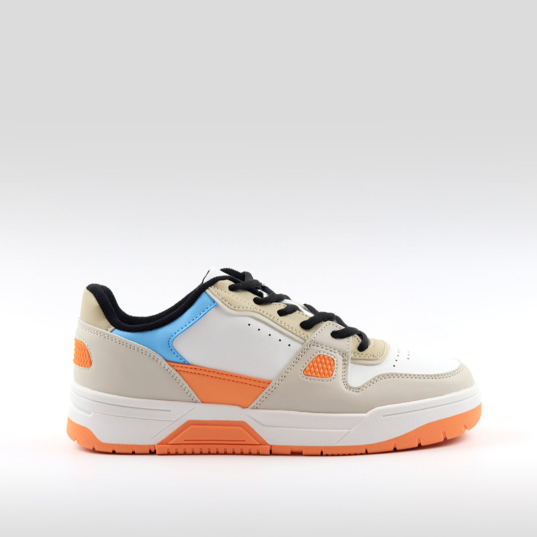 Color Block Trainer Shoes For Men - White Orange