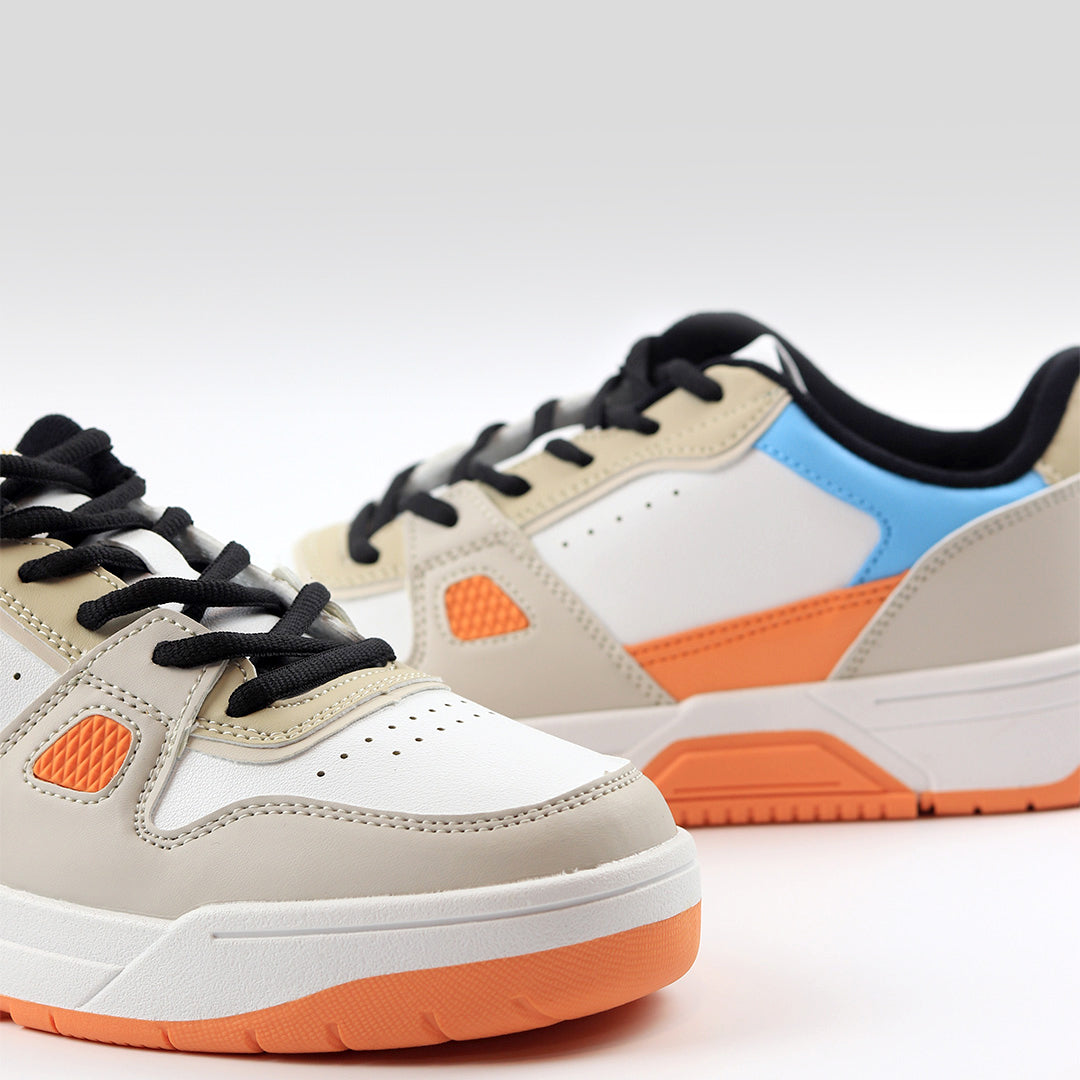 Color Block Trainer Shoes For Men - White Orange