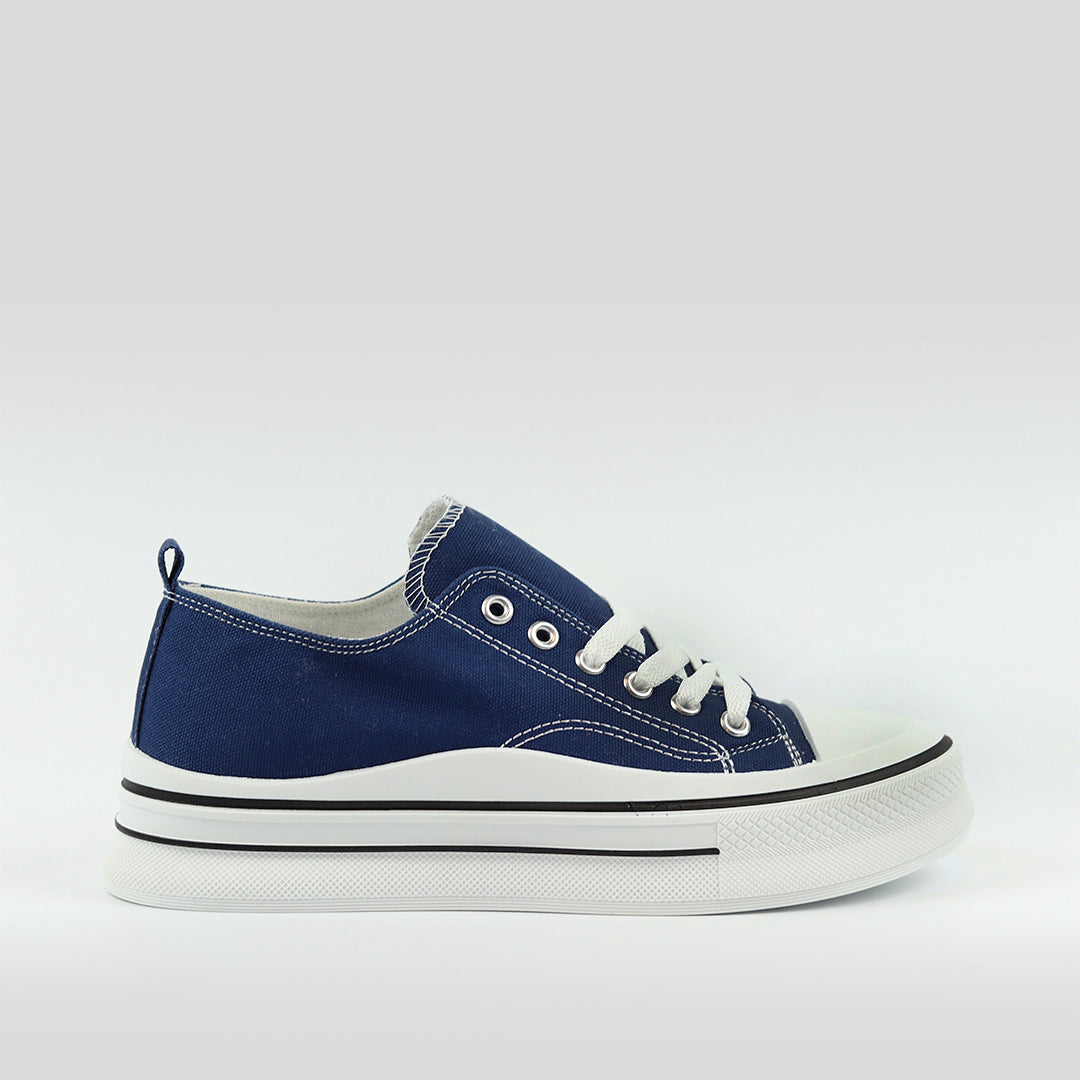 Canvas Plim Dual Lace Low Cut Style Sneaker For Men - Blue
