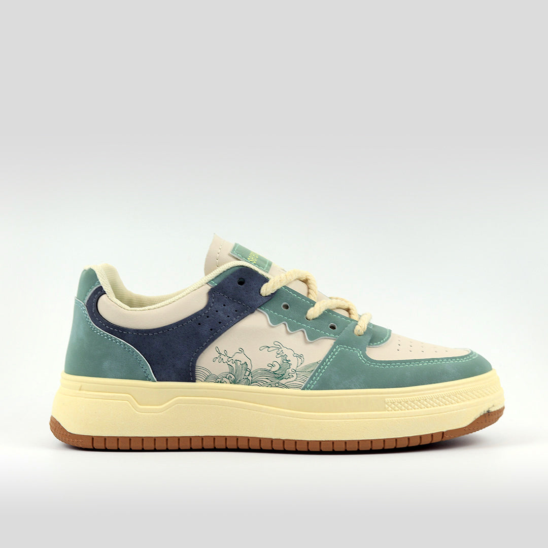 Light Green panelled low-top sneakers For Men