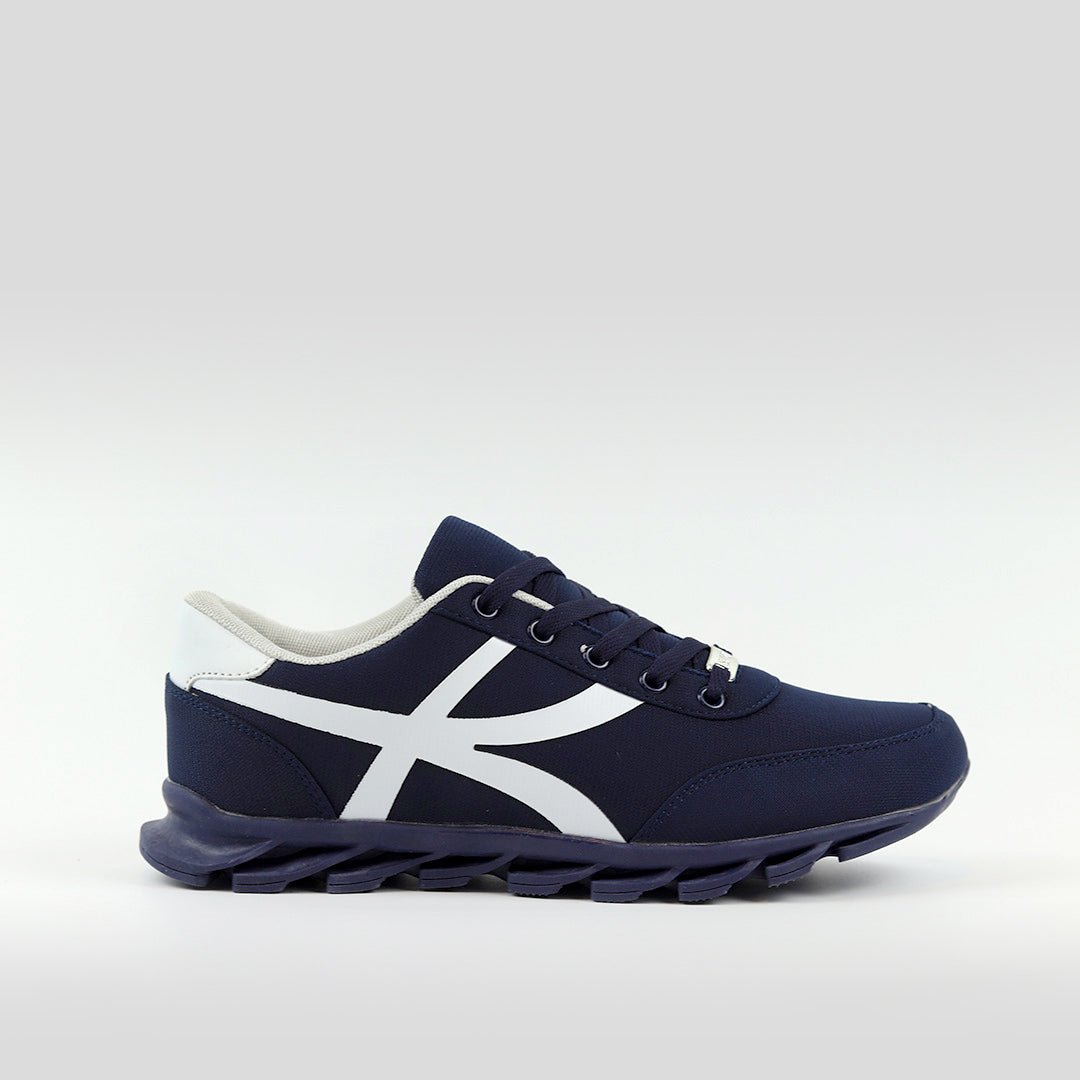 Men Minimalist Lace Up Front Sneakers - Navy Blue