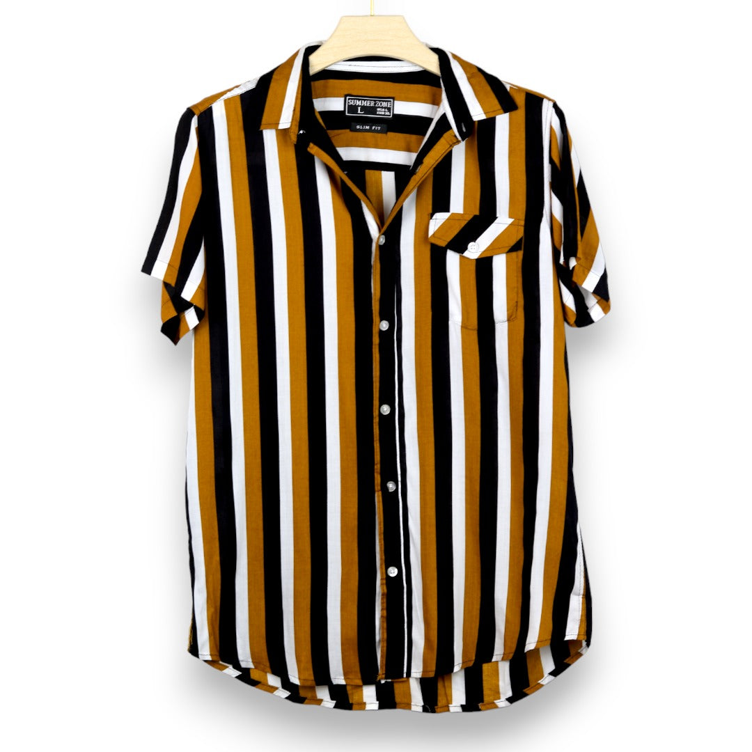 Brown Stripped Print Shirt For Men