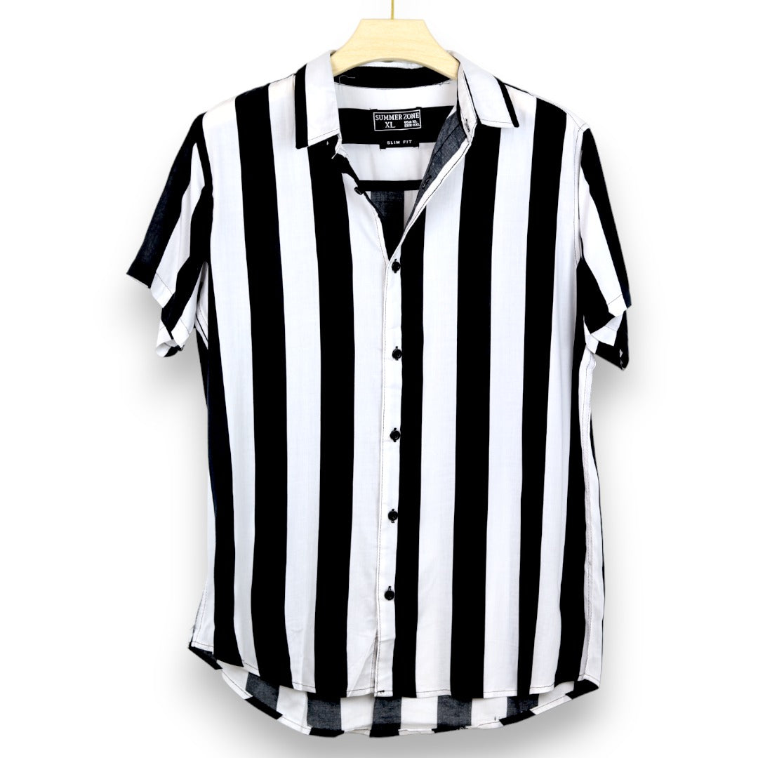 Broad Stripped Print Shirt For Men - White