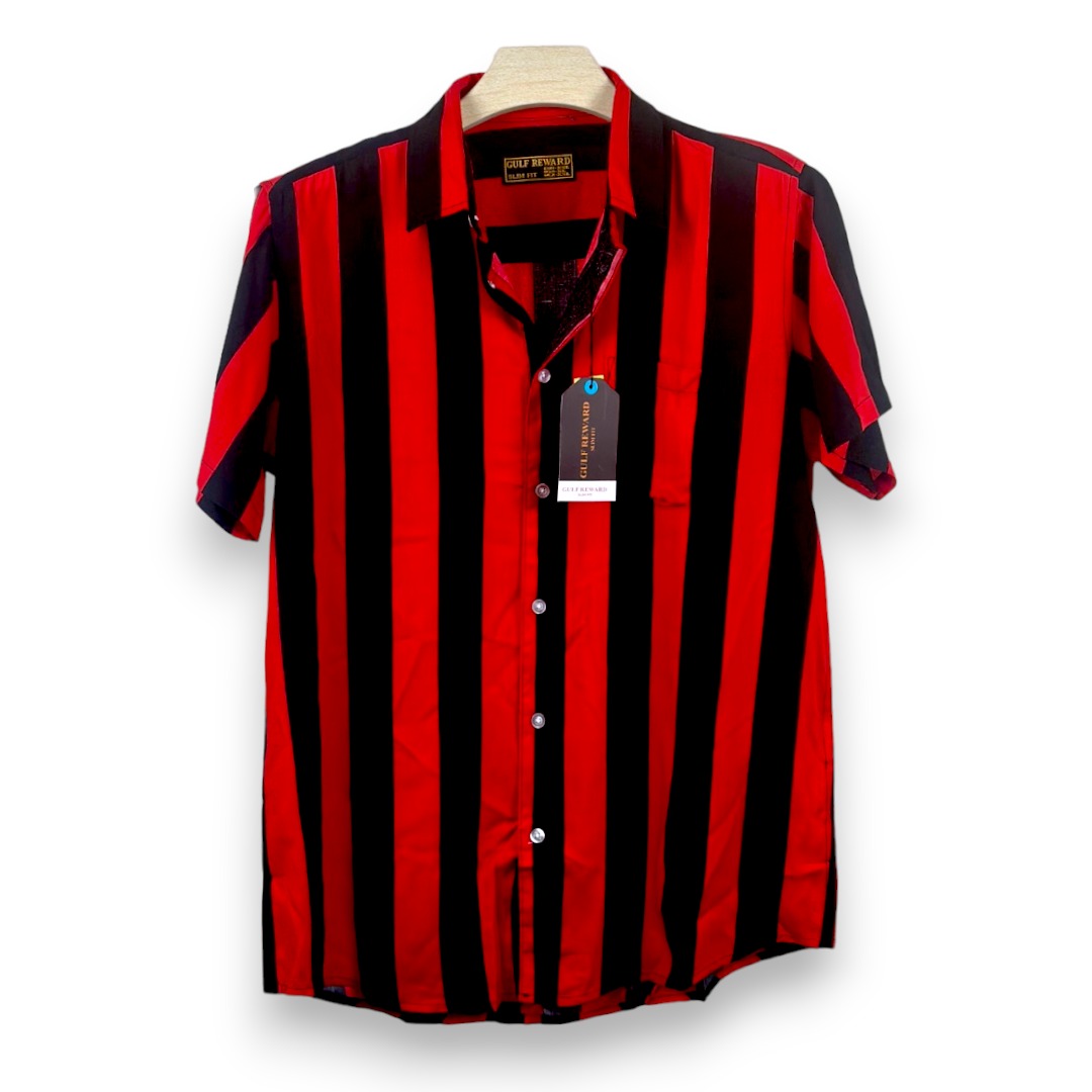 Stripes Cotton Linen Short - Red & Black