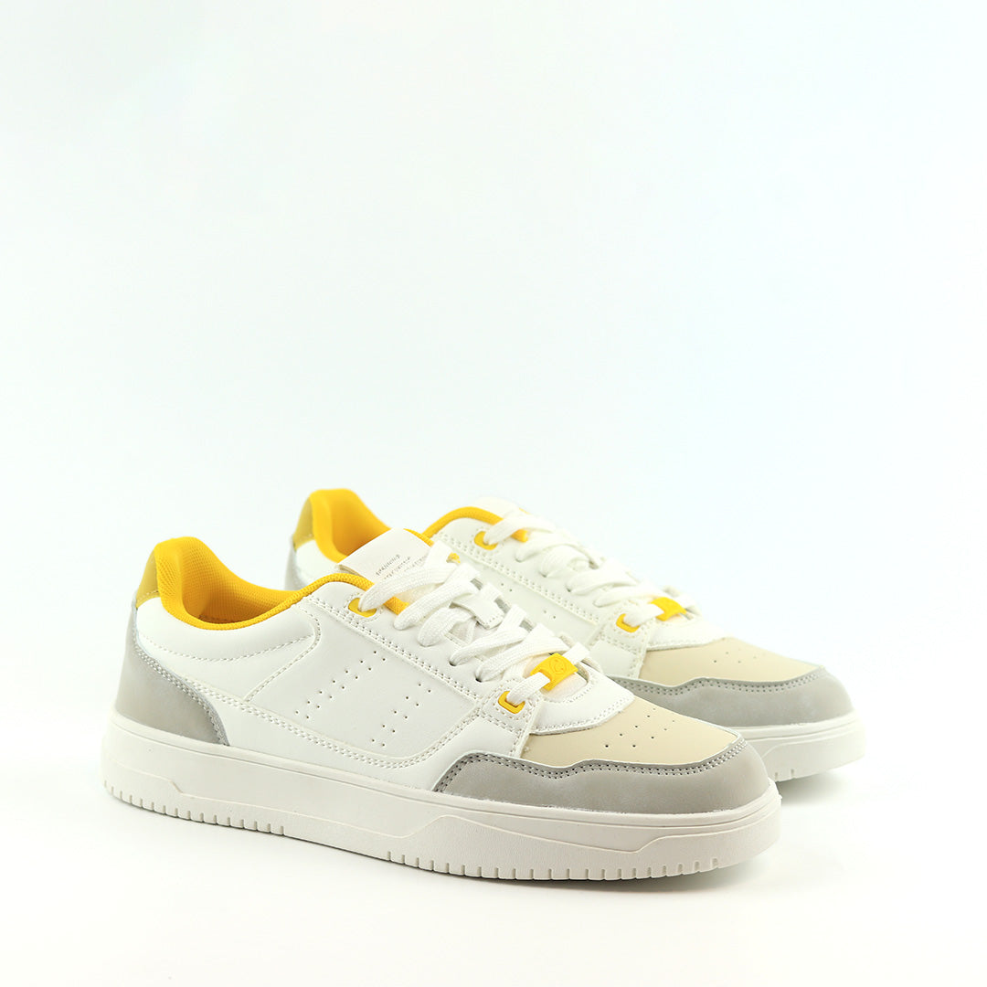 White and Yellow Men's Lace-Up Sneakers – Unleashing Vibrant Comfort