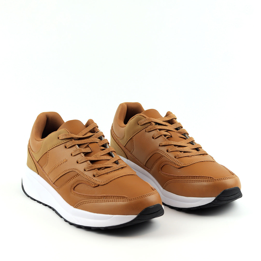 Men's Brown Lace Up Chunky Trainer Shoes
