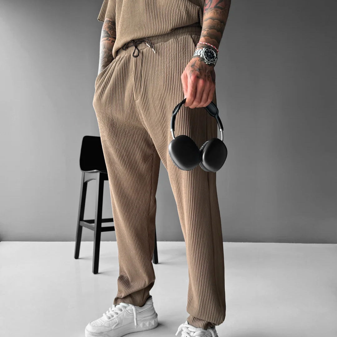 Zapped Oversized quarter sleeve  O Neck T-Shirt & Trouser Set - Brown