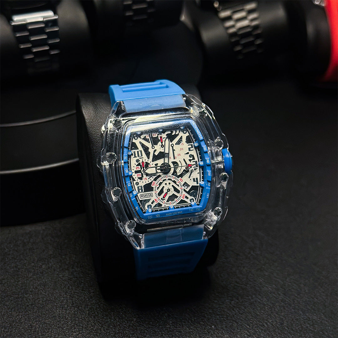 Luxury Quartz Wristwatch Auto Date Silicone Strap - Blue