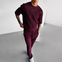 Oversized Quarter Sleeve  O Neck T-Shirt & Trouser Set - Port Royal