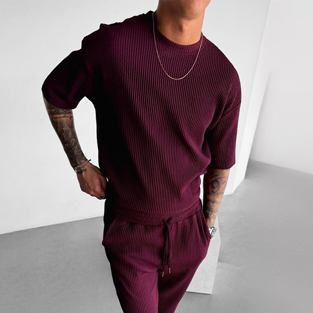 OVERSIZE RIBBED T-SHIRT - MAROON