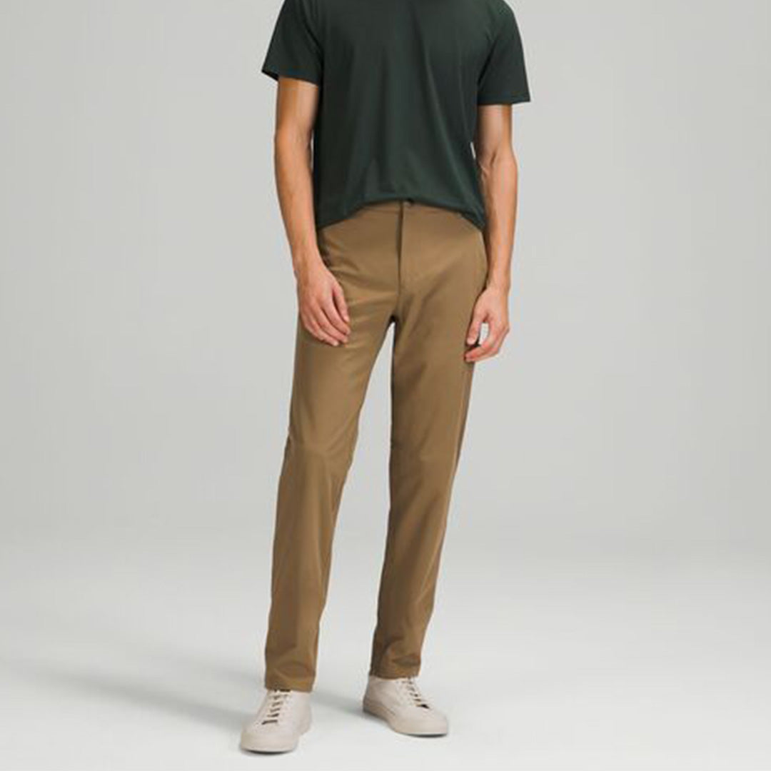 Khaki Regular Fit Chinos with Button Closure and Pockets