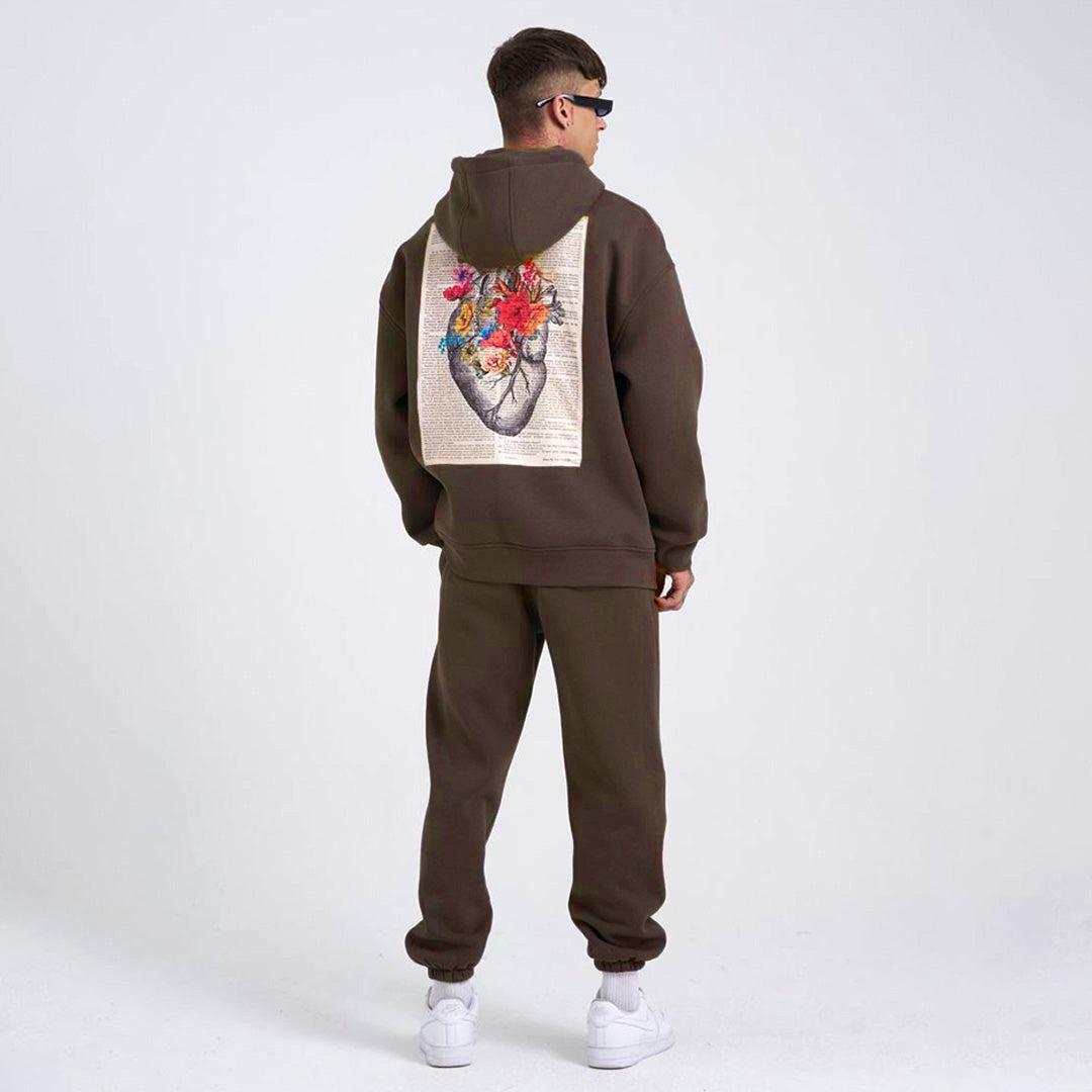 Oversize Heart Of Glass Hoodie & Trouser Cord Set - Brown