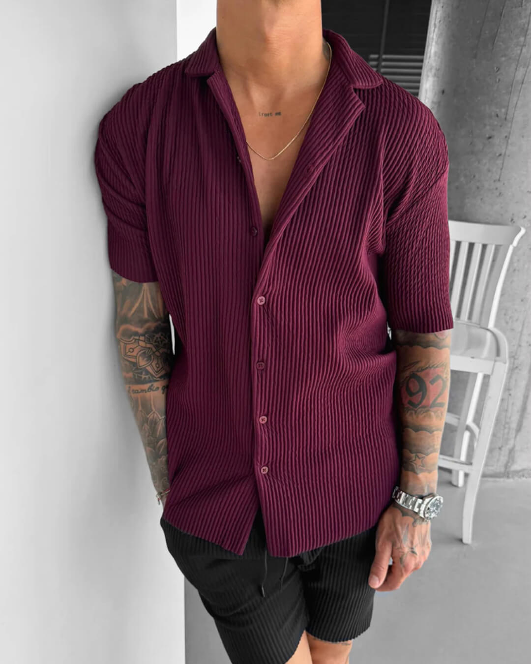 OVERSIZE RIBBED SHIRT - RUSSIAN VIOLET