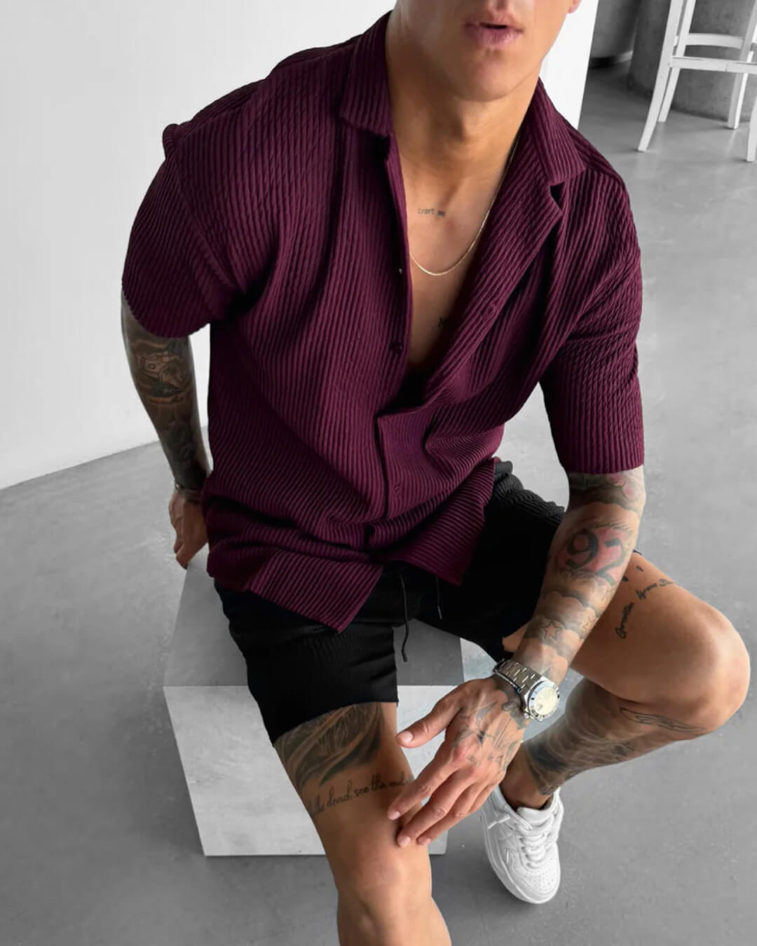 OVERSIZE RIBBED SHIRT - RUSSIAN VIOLET