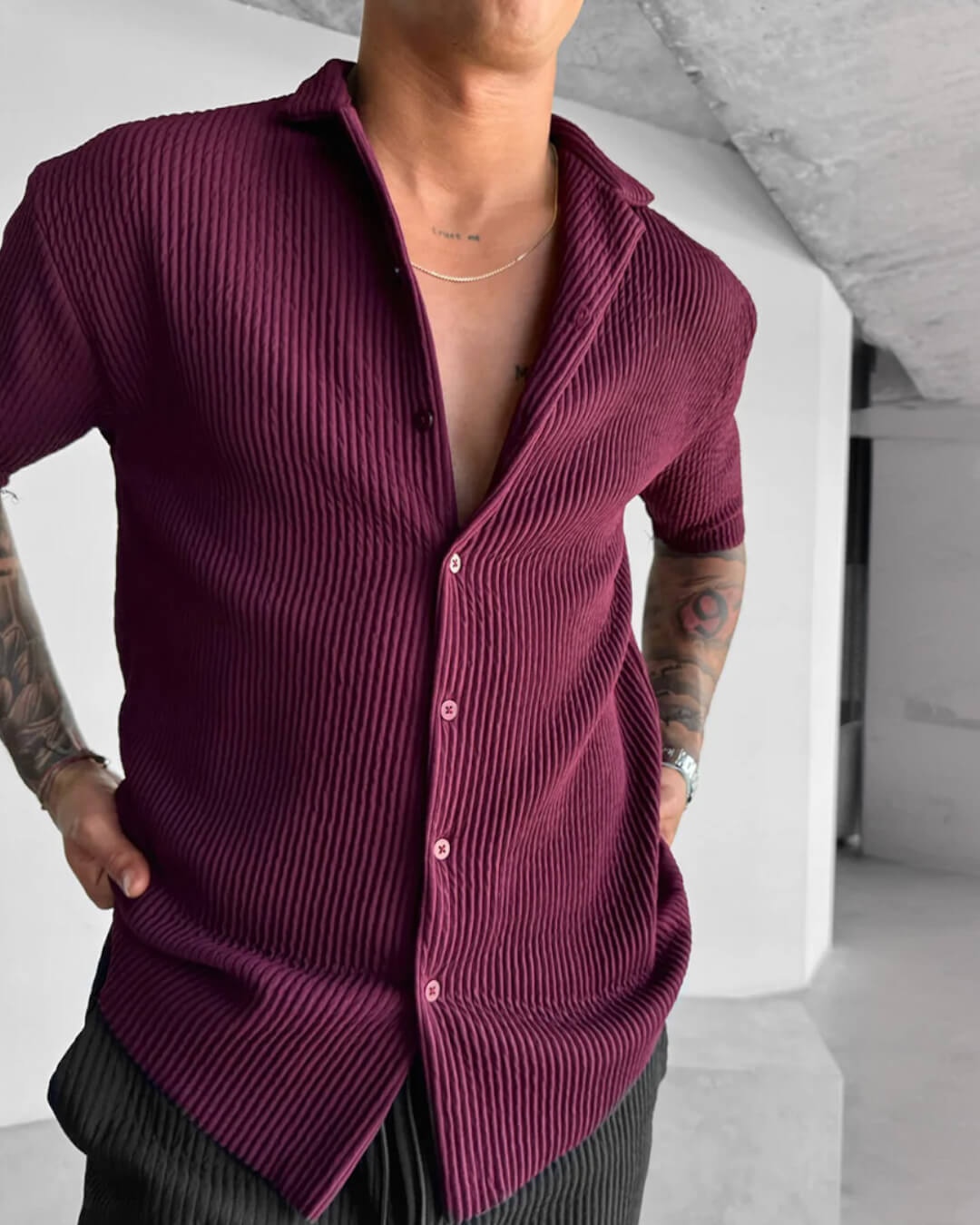 OVERSIZE RIBBED SHIRT - RUSSIAN VIOLET