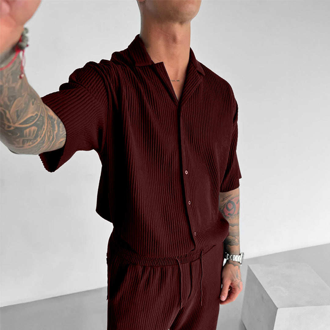 OVERSIZE RIBBED SHIRT - MAROON