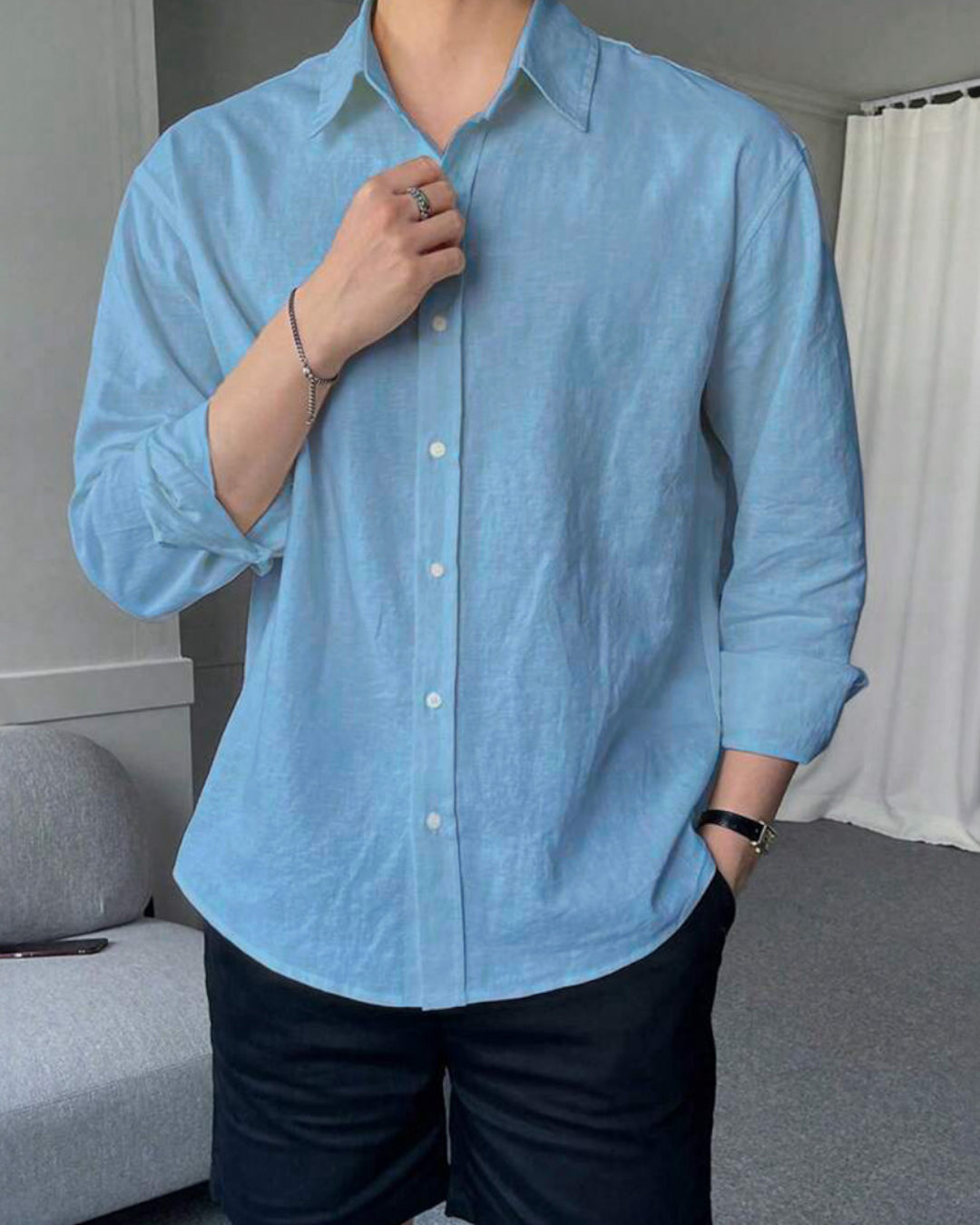 Men's Full Sleeves Casual Shirt - Blue