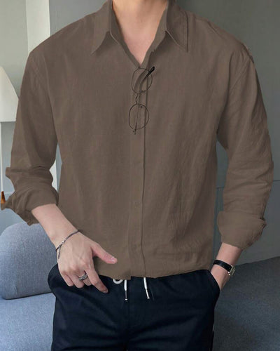 Men's Full Sleeves Casual Shirt - Brown
