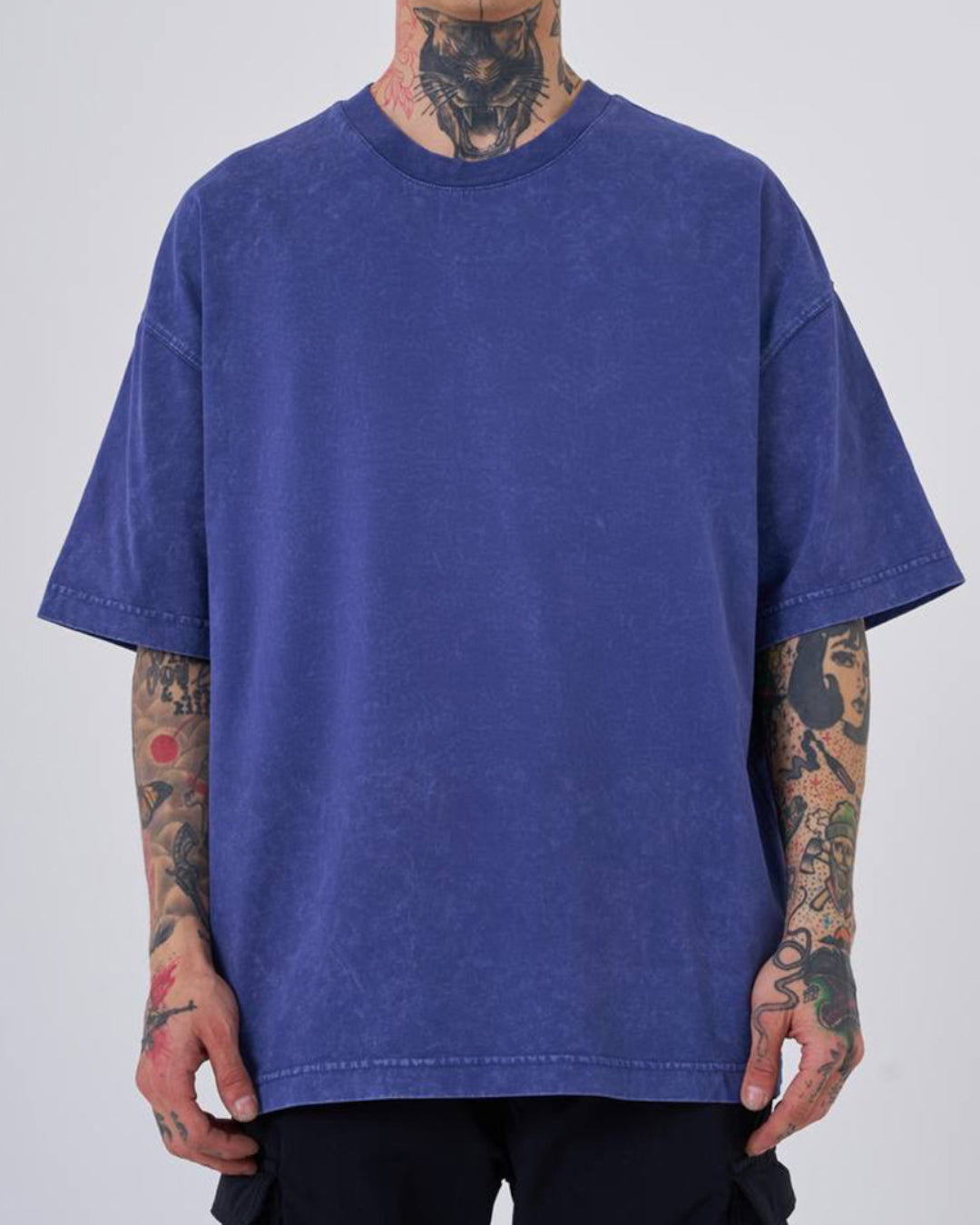 OVERSIZE ACID WASH T-SHIRT - BLUE