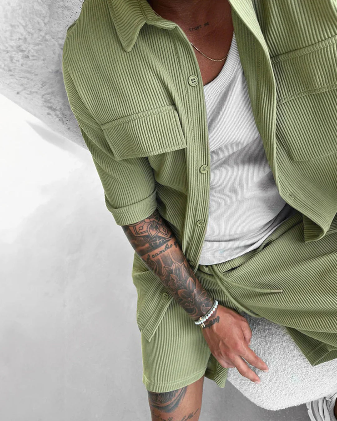 OVERSIZE DOUBLE POCKET SHIRT - PISTACHIO