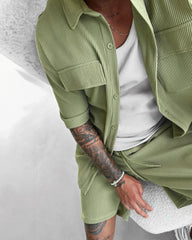 OVERSIZE DOUBLE POCKET SHIRT - PISTACHIO