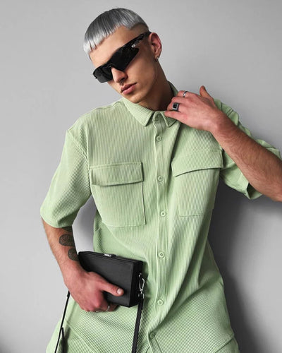OVERSIZE DOUBLE POCKET SHIRT - TEA GREEN