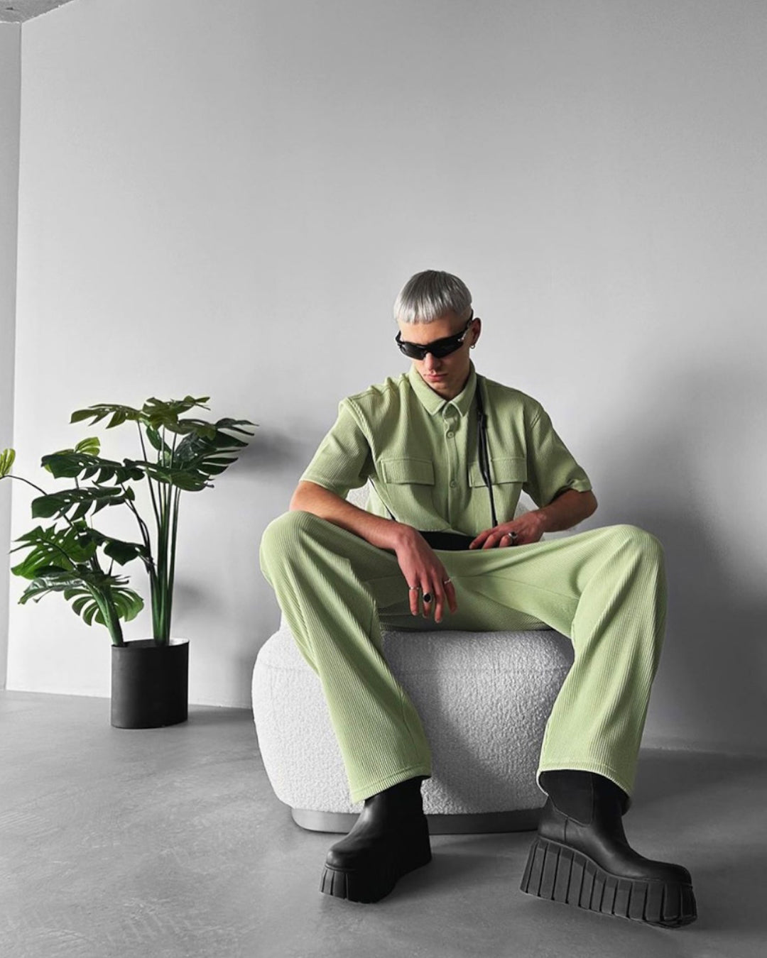 OVERSIZE DOUBLE POCKET SHIRT - TEA GREEN