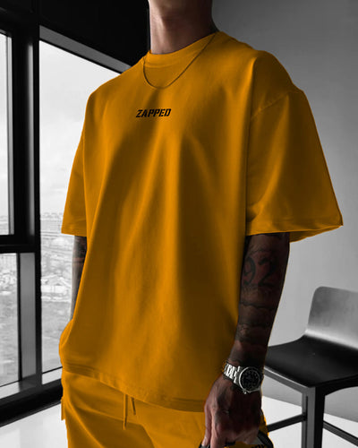 ZAPPED OVERSIZE CREW NECK COTTON T-SHIRT - ORANGE