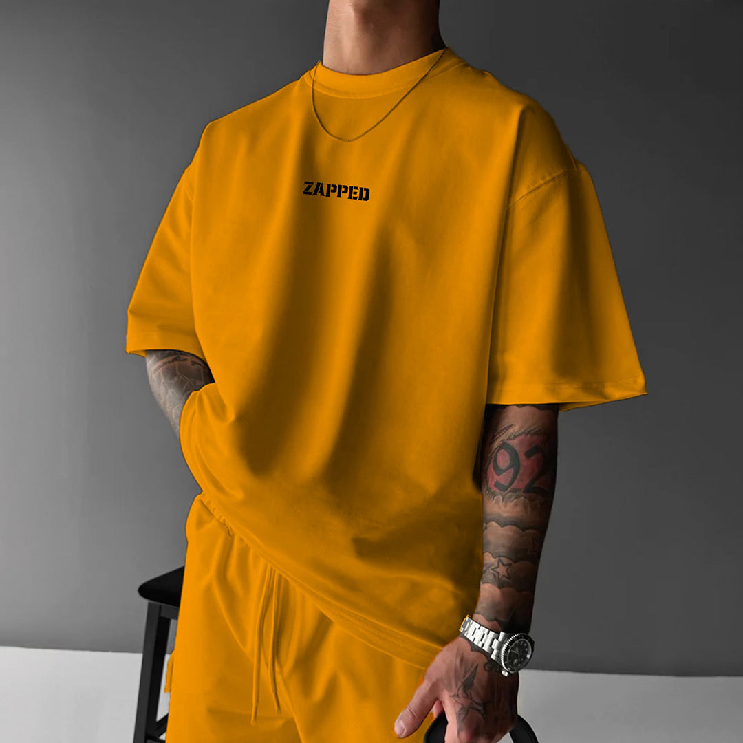 ZAPPED OVERSIZE CREW NECK COTTON T-SHIRT - ORANGE