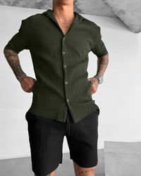 OVERSIZE RIBBED SHIRT - RAIN FOREST