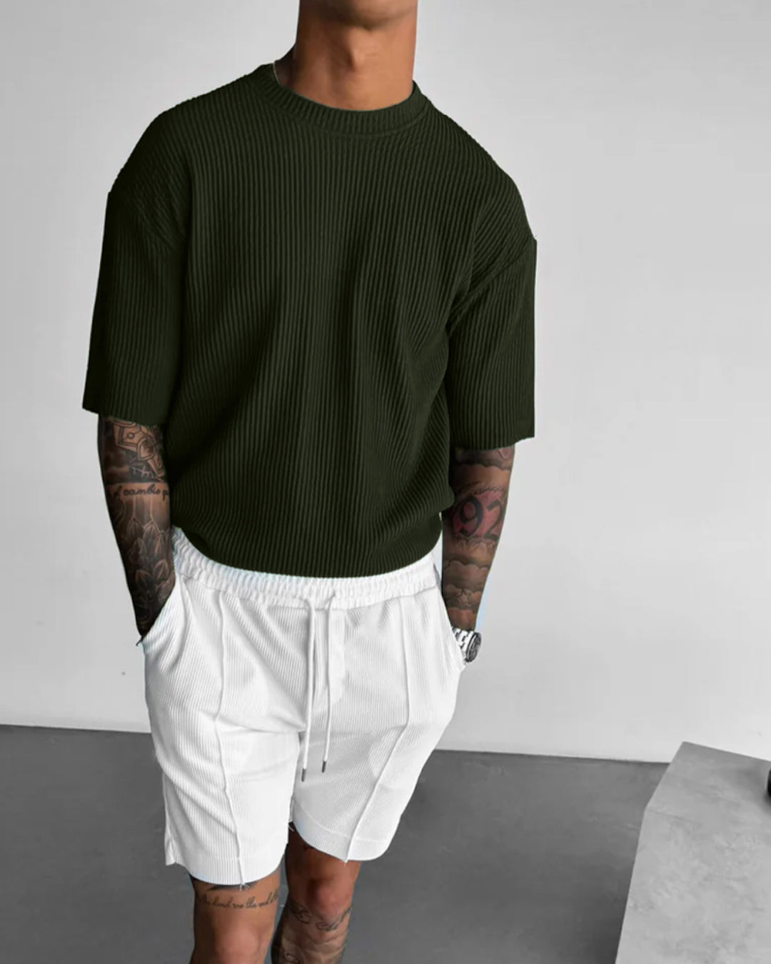 OVERSIZE RIBBED T-SHIRT - RAIN FOREST
